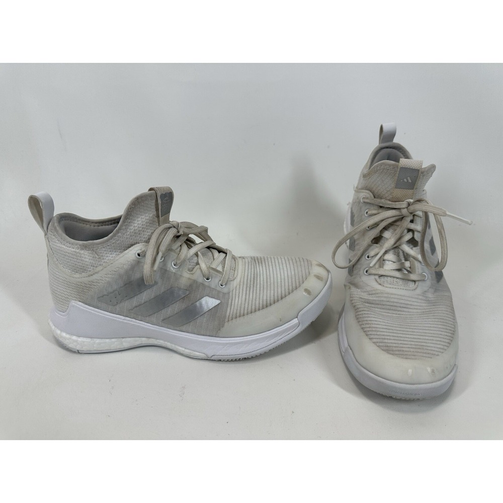 adidas Womens Crazyflight Mid White Silver Metallic Volleyball Shoes Size 9 2022